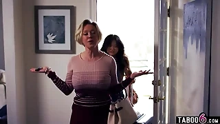 Asian teen Lulu Chu spanked firm off out of one's mind huge tits of age lady Dee Williams